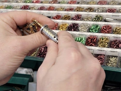 Lock cylinder prepared for professional rekeying service