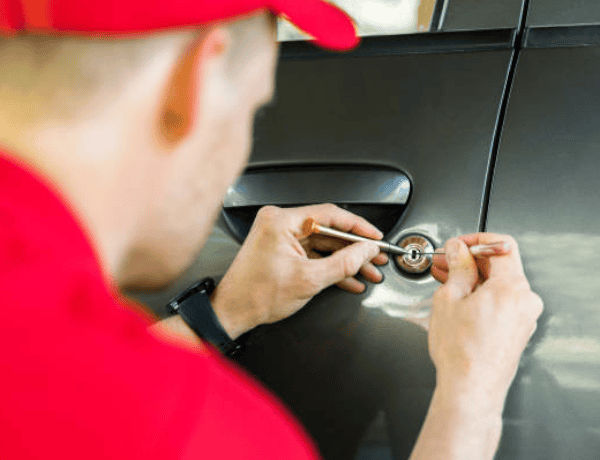 Mobile locksmith helping with a home, business, or vehicle lockout
