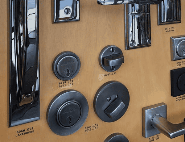 Commercial lock installation on a business door