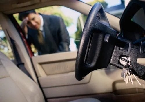 Driver locked out of a vehicle during a car lockout