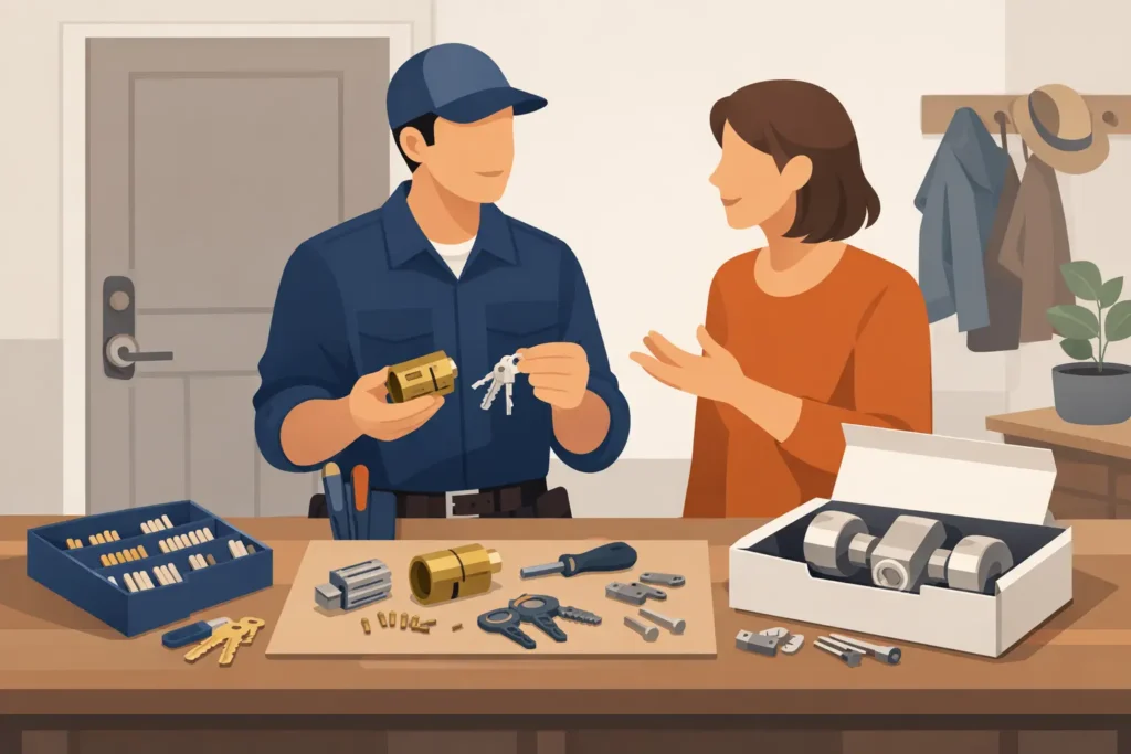Rekeying a lock cylinder compared with replacing the whole lock